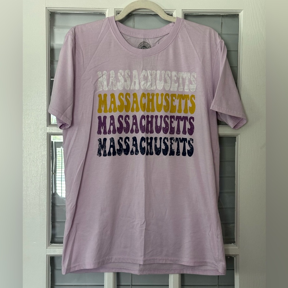 State & Local Threads Co. Women’s L Lavender Massachusetts T-shirt | SKU 0866